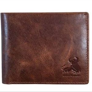 New Mens RFID Blocking Bifold Wallet Soft Genuine Leather Brown Western